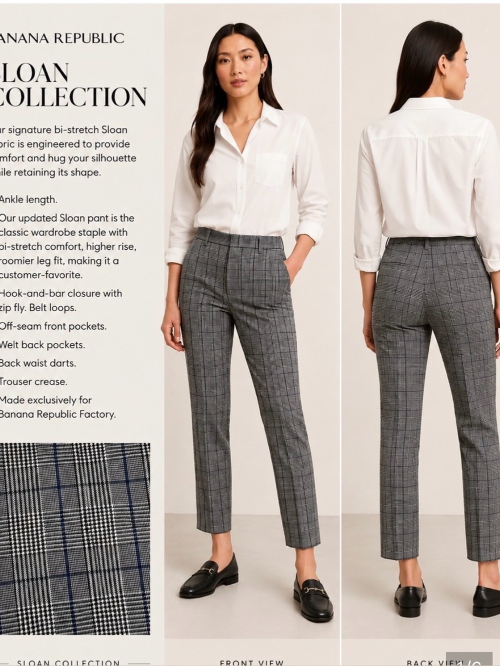 Banana Republic Women’s Sloan Plaid Ankle Length Pants Trousers. Size 6 - Picture 1 of 12
